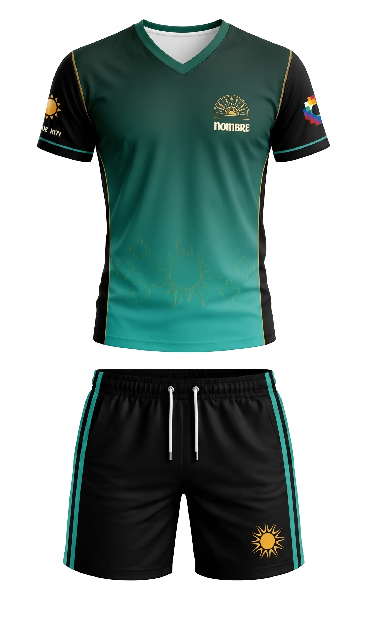 Polera y short sublimados verde y negro